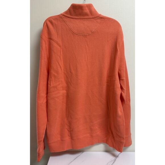 Lands End Bedford Ribbed Men’s Quarter Zip Orange Sweater Size Large - Picture 2 of 4
